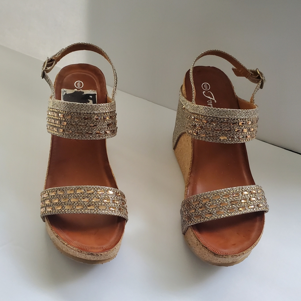 Gold Wedge Sandals